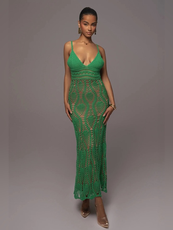 JLUXLABEL Dresses & Skirts - JLUXLABEL Green Crochet Maxi Dress